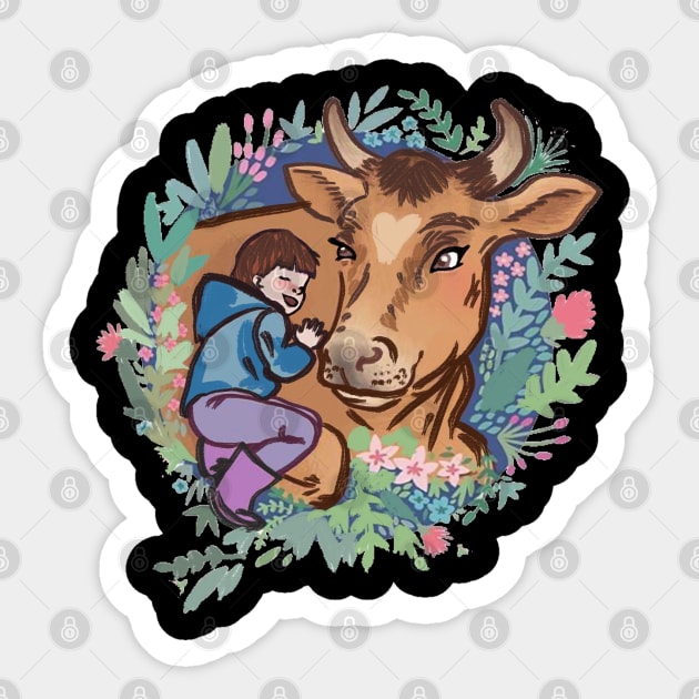 I love cows Sticker by Art by Ergate